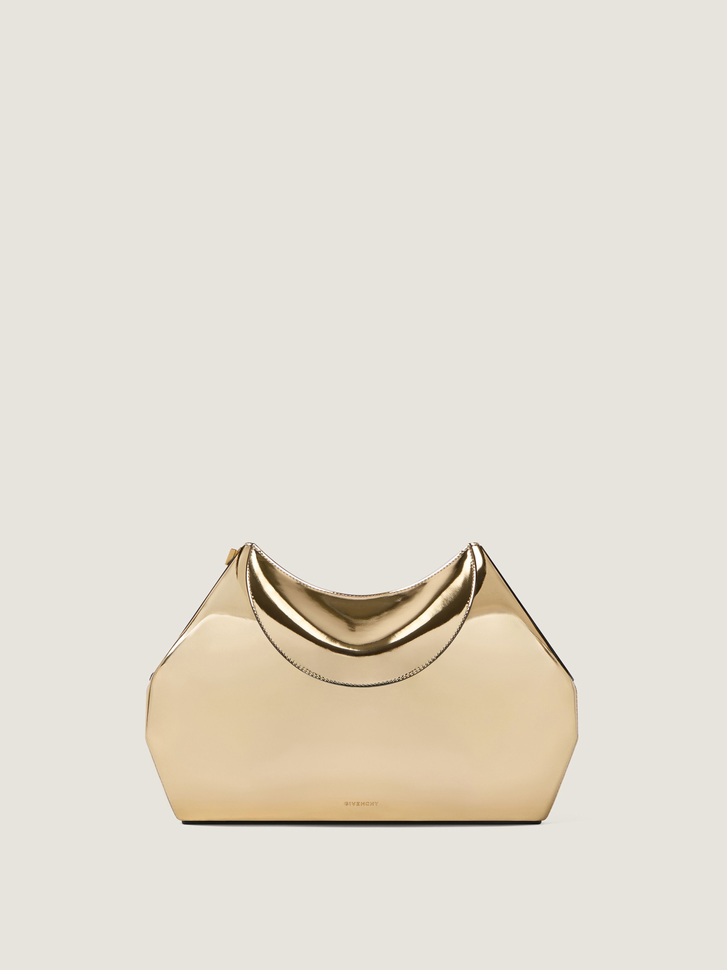 Facet clutch in mirror effect leather